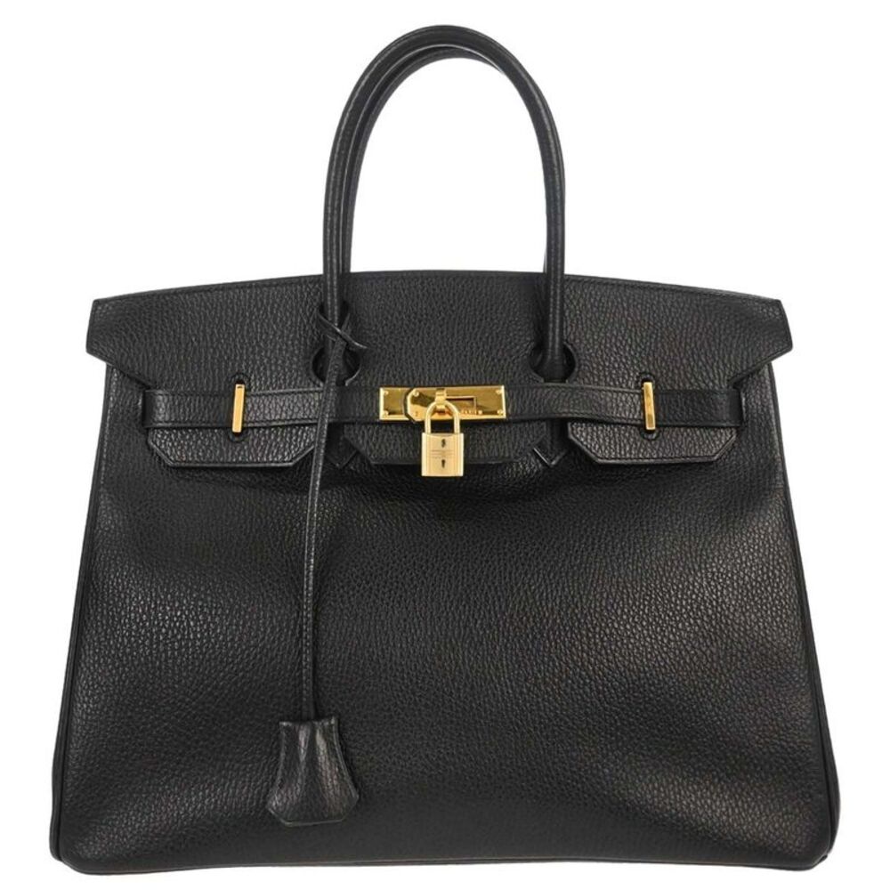 Hermes Birkin Black Ardennes With Gold Hardware Black Leather Handbag